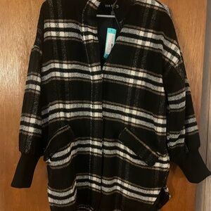 Steve Madden Black and White Checkered Coat